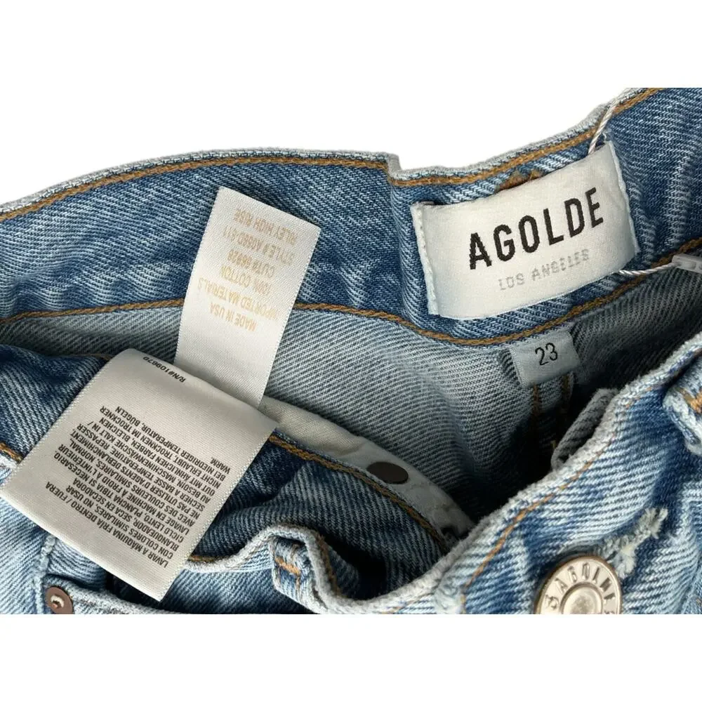 Agolde High-Rise Straight Cropped Blue Riley Denim Jeans Size 23 - Picture 4 of 4